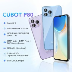 Smartphone Cubot P80 8 GB RAM 6,6" Nero 256 GB