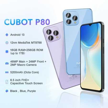 Smartphone Cubot P80 8 GB RAM 6,6" Nero 256 GB