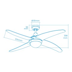 Ventilatore da Soffitto con Luce EDM 33806 Caspio Bianco 60 W