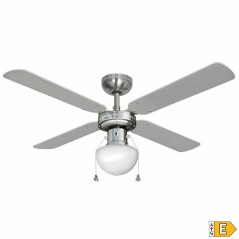 Ventilatore da Soffitto con Luce EDM 33801 Caribe Argentato 50 W