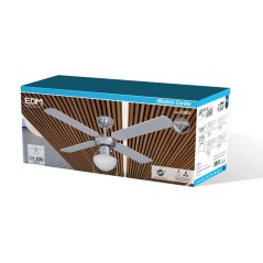 Ventilatore da Soffitto con Luce EDM 33801 Caribe Argentato 50 W