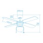 Ventilatore da Soffitto con Luce EDM 33801 Caribe Argentato 50 W