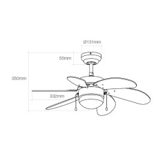 Ventilatore da Soffitto con Luce EDM 33984 Aral Wengue nichel 50 W