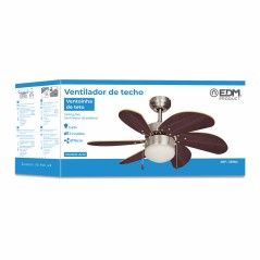 Ventilatore da Soffitto con Luce EDM 33984 Aral Wengue nichel 50 W