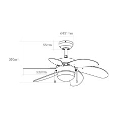 Ventilatore da Soffitto con Luce EDM 33985 Aral Bianco 50 W