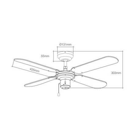 Ventilatore da Soffitto EDM 33802 Báltico Bianco 50 W ø 102 cm