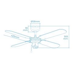 Ventilatore da Soffitto EDM 33802 Báltico Bianco 50 W ø 102 cm