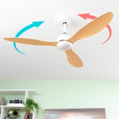 Ventilatore da Soffitto con Luce LED e 3 Pale ABS Wuled InnovaGoods Legno 36 W 52" Ø132 cm