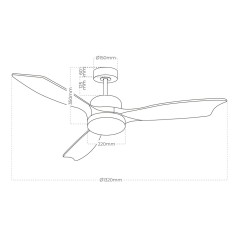 Ventilatore da Soffitto con Luce EDM 33821 Báltico 20 W 2190 Lm