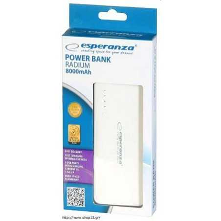 Power Bank Esperanza EMP106WE Bianco Grigio Bianco/Grigio 8000 mAh