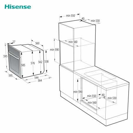 Forno Pirolitico Hisense BI64213EPB 3500 W 2300 W 77 L