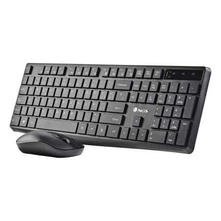 Tastiera e Mouse Wireless NGS HYPEKIT Nero Qwerty in Spagnolo QWERTY