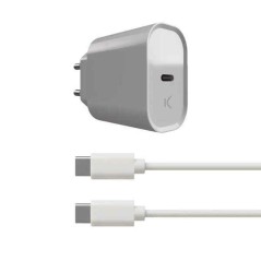 Caricabatterie da Parete + Cavo USB C KSIX Bianco 20W