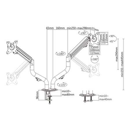 Supporto da Tavolo per Schermo GEMBIRD MA-DA2-02 17" 32"