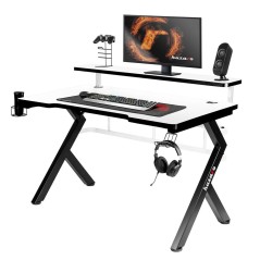 Scrivania Gaming Huzaro HZ-Hero 5.0 White Bianco Nero Fibra di carbonio 120 x 60 cm