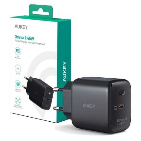 Caricabatterie da Parete Aukey PA-B2T Nero 45 W (1 Unità)