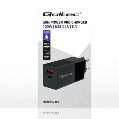 Caricabatterie da Parete Qoltec 52382 Nero 100 W (1 Unità)