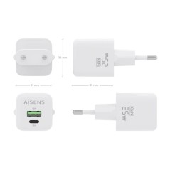 Caricabatterie da Parete Aisens ASCH-25W2P014-W Bianco 25 W (1 Unità)