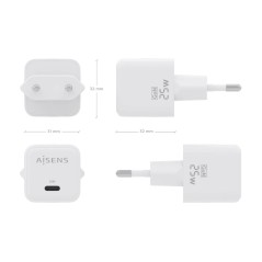 Caricabatterie da Parete Aisens ASCH-25W1P012-W Bianco 25 W (1 Unità)