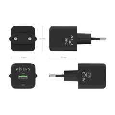 Caricabatterie da Parete Aisens ASCH-25W2P015-BK Nero 25 W (1 Unità)