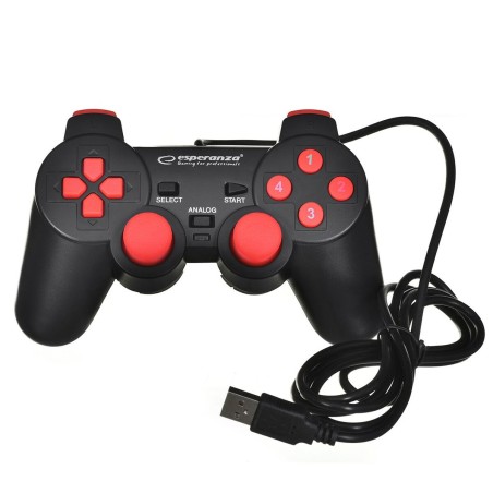 Controller Gaming Esperanza Warrior GX300 USB 2.0 Nero Rosso PC Windows