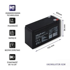 Batteria per Gruppo di Continuità UPS Qoltec 53031 9 Ah 12 V