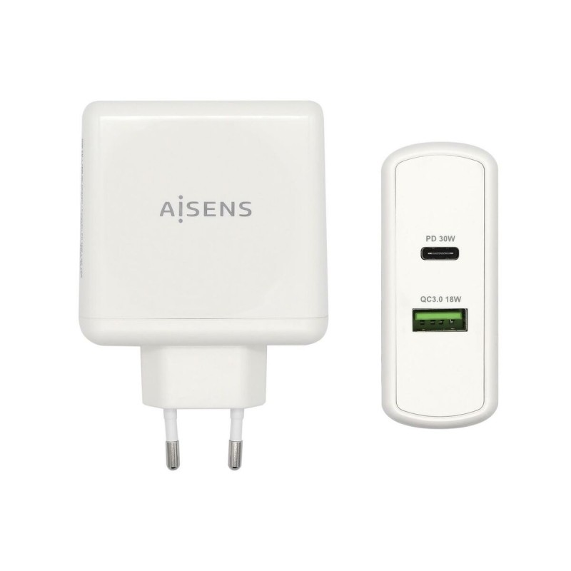 Caricabatterie USB da Parete Aisens ASCH-2PD30QC-W Bianco 48 W USB-C (1 Unità)