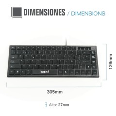 Tastiera iggual Teclado USB compacto TKL Slim TKL-USB negro Nero