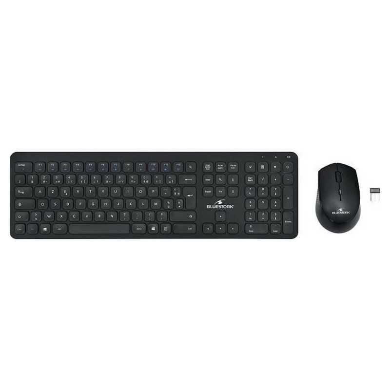 Tastiera e Mouse Bluestork Easy Slim AZERTY Nero Francese