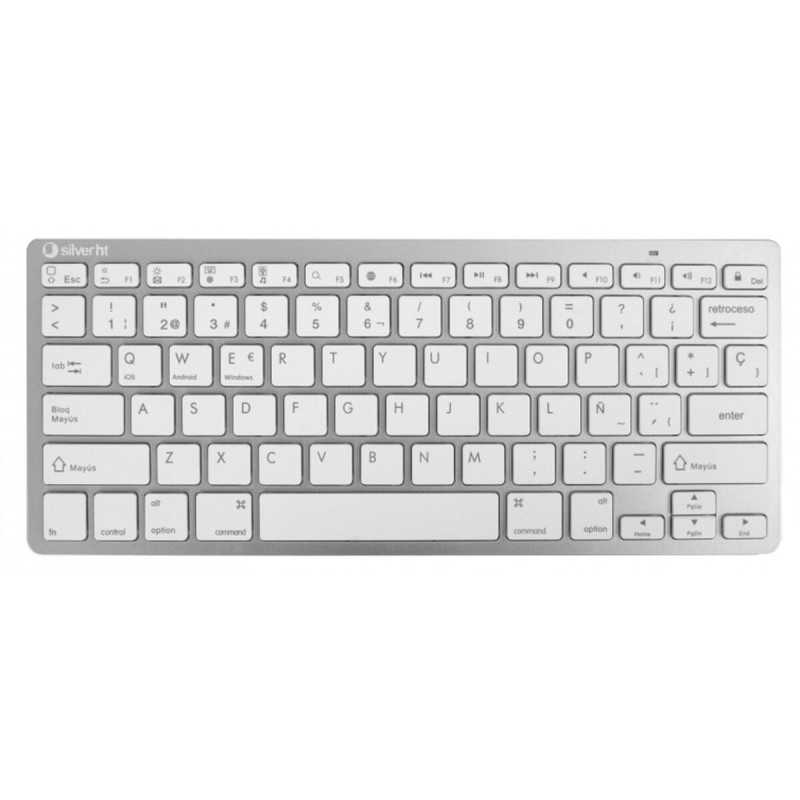 Tastiera Silver HT Teclado Inalámbrico Colors Edition - Blanco Qwerty in Spagnolo Argentato