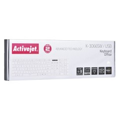 Tastiera Activejet Klawiatura USB K-3066SW Bianco QWERTY