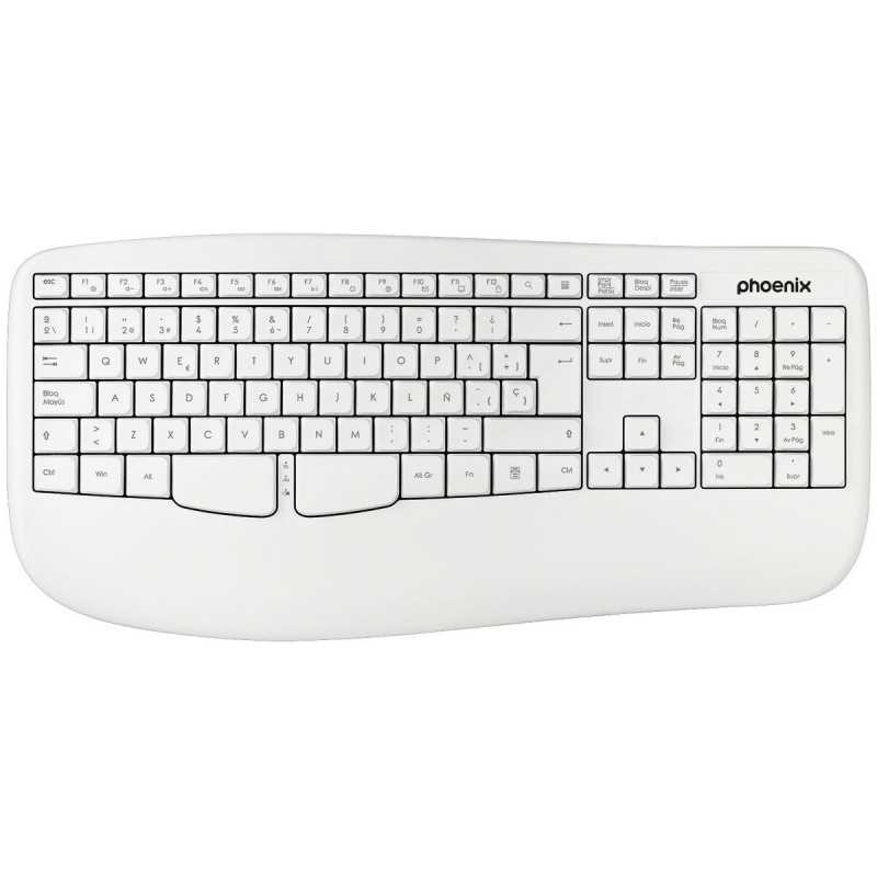 Tastiera Wireless Phoenix K201 Bianco Qwerty in Spagnolo