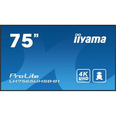 Monitor Videowall Iiyama ProLite LH7565UHSB-B1 75" 4K Ultra HD LCD 50 - 60 Hz 60 Hz