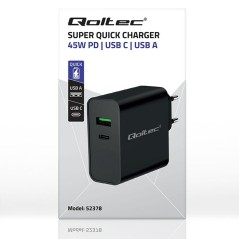 Caricabatterie da Parete Qoltec 52378 Nero 45 W (1 Unità)