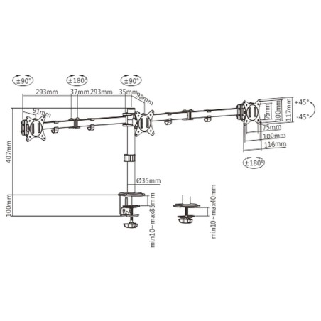 Supporto da Tavolo per Schermo GEMBIRD MA-D3-01 17" 27"