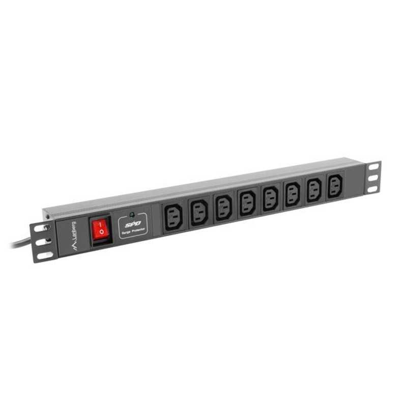 Multipresa 19" 8 Tomas Schuko con On/Off Switch Lanberg PDU-08I-0200-C20-BK (2 m)