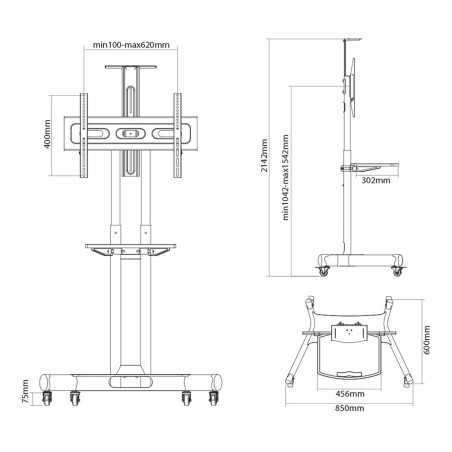 Stand regolabile Neomounts NM-M1700BLACK 32" 75" Portatile