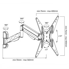 Supporto TV MacLean MC-784 55" 23" 21 kg