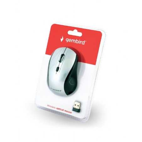 Mouse senza Fili GEMBIRD MUSW-4B-02-BS Bianco Nero/Argentato (1 Unità)