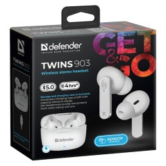 Auricolari in Ear Bluetooth Defender TWINS 903 Bianco Multicolore