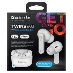 Auricolari in Ear Bluetooth Defender TWINS 903 Bianco Multicolore