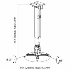 Supporto da Soffitto Inclinabile e Girevole per Proiettore Equip 650702