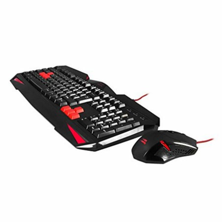 Tastiera e Mouse Tacens MCP1 Nero Rosso Monocromatica Qwerty in Spagnolo