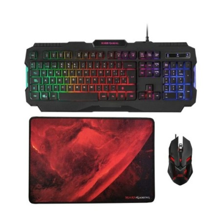 Tastiera e Mouse Gaming Mars Gaming MCP118 Nero Qwerty in Spagnolo QWERTY