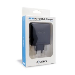 Caricabatterie USB da Parete Aisens ASCH-2PD30QC-BK Nero 48 W USB-C (1 Unità)