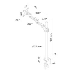 Supporto da Tavolo per Schermo Neomounts FPMA-D935POLE70 10" 30"