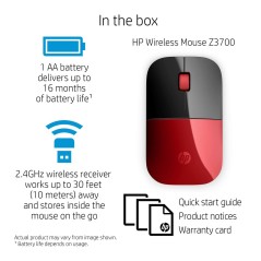 Mouse senza Fili HP Z3700 Rosso Nero/Rosso